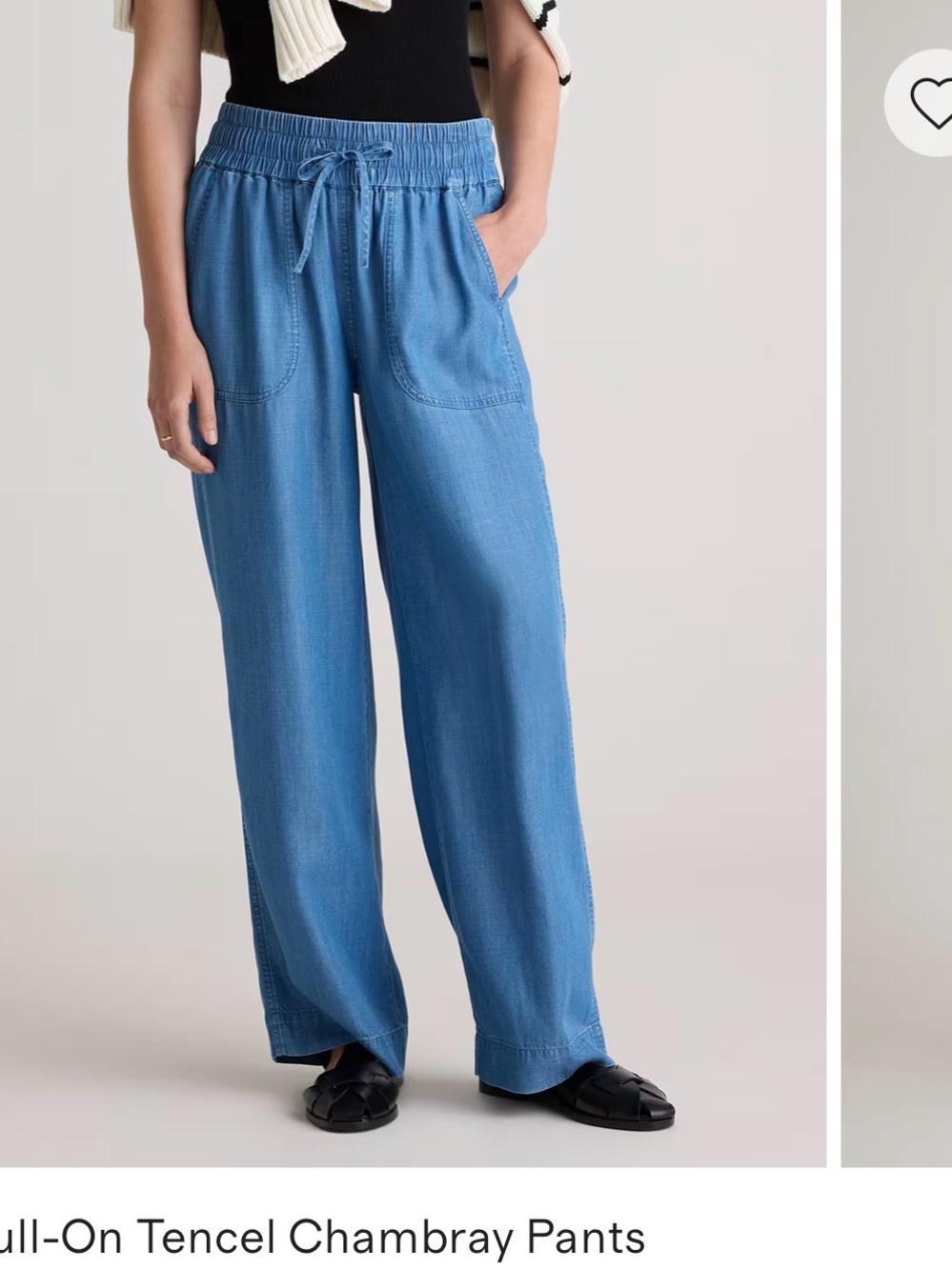 Quince Blue Wide-Leg Pull-On Tencel Pants